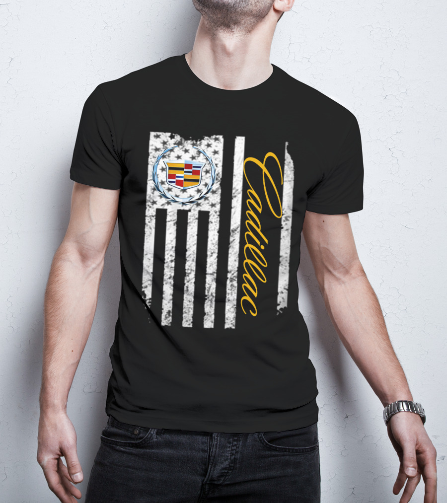 Cadillac Logo American Flag T-Shirt