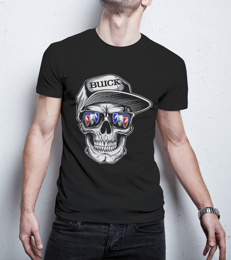 Buick Skull With Hat And Logo Sunglasses T-Shirt