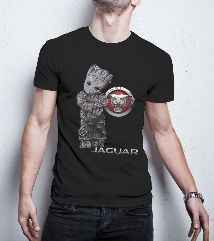 Jaguar Emblem With Tree Figure Hugging T-Shirt