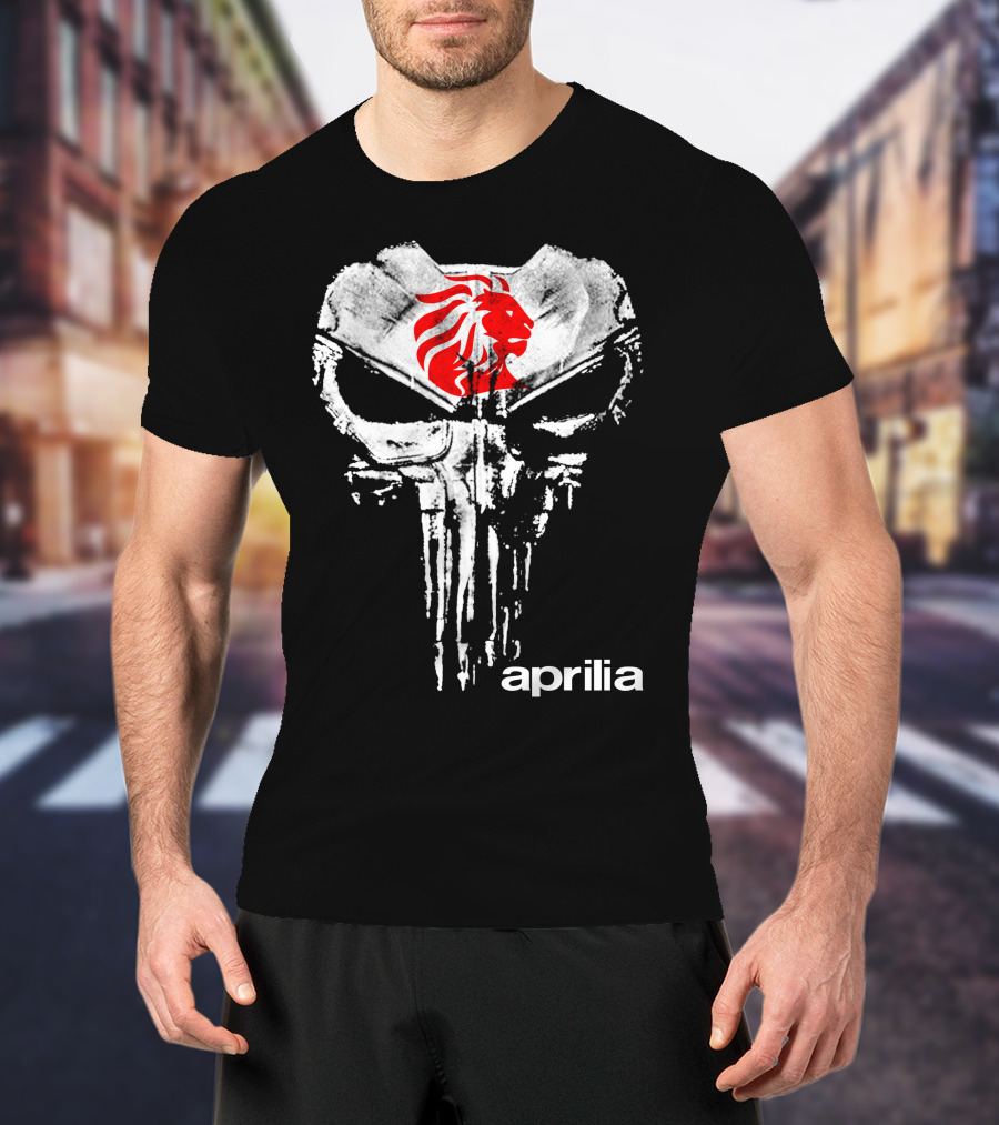 Aprilia Skull With Red Lion Symbol T-Shirt