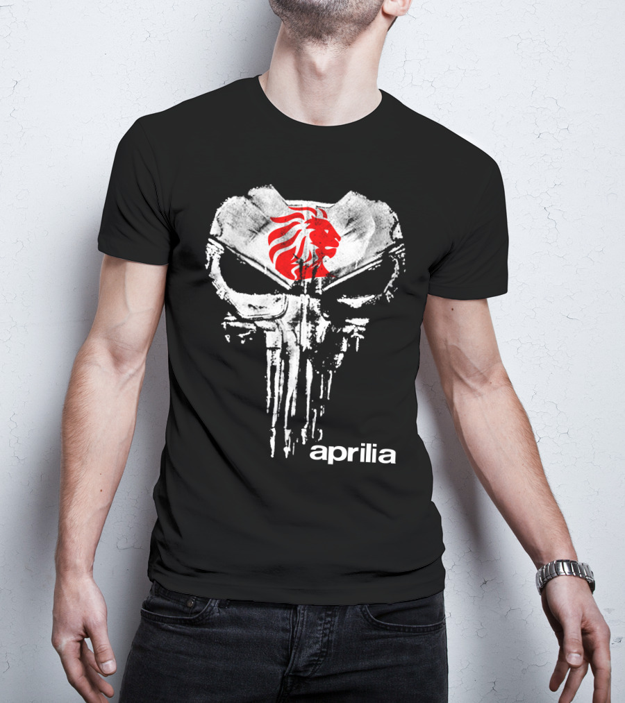Aprilia Skull With Red Lion Symbol T-Shirt