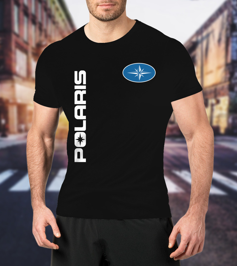 Polaris Star Logo Vertical Text Blue Oval Symbol T-Shirt