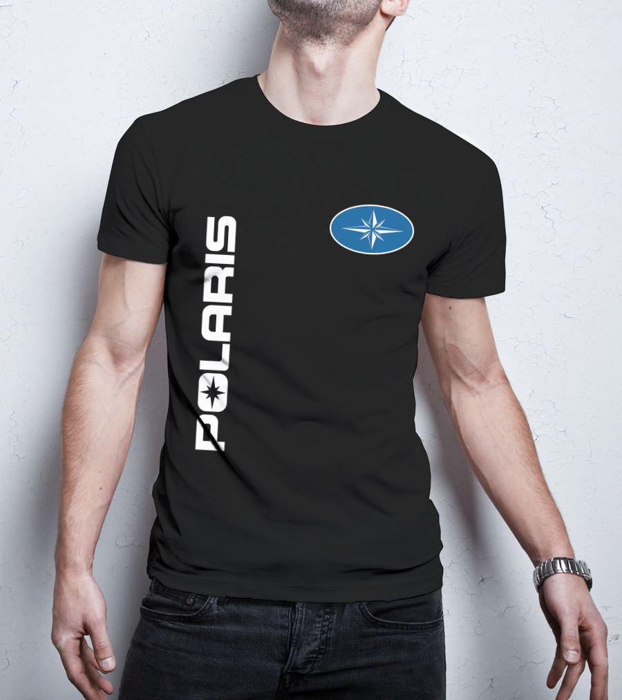 Polaris Star Logo Vertical Text Blue Oval Symbol T-Shirt