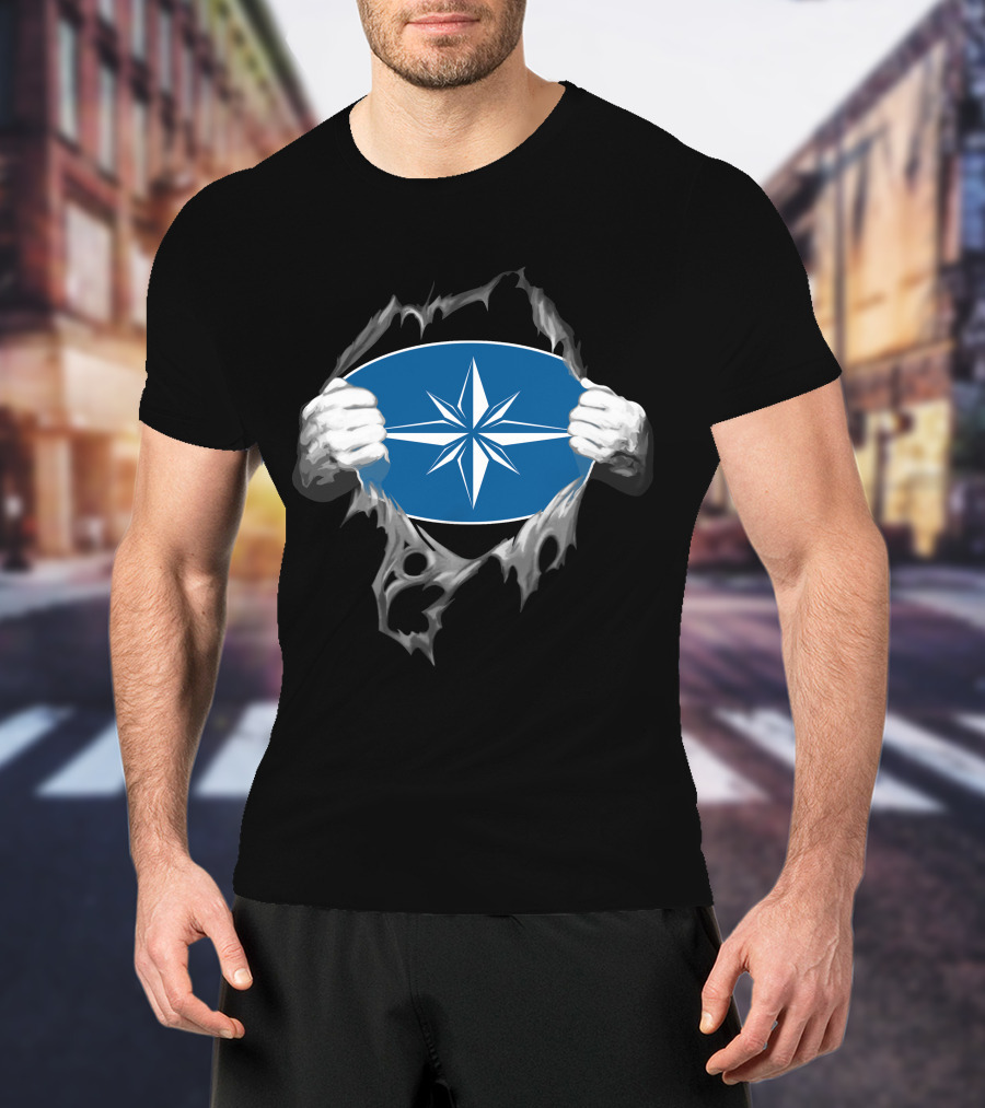 Polaris2 Blue Starburst Compass Emblem Unveiled By Ripping Hands T-Shirt