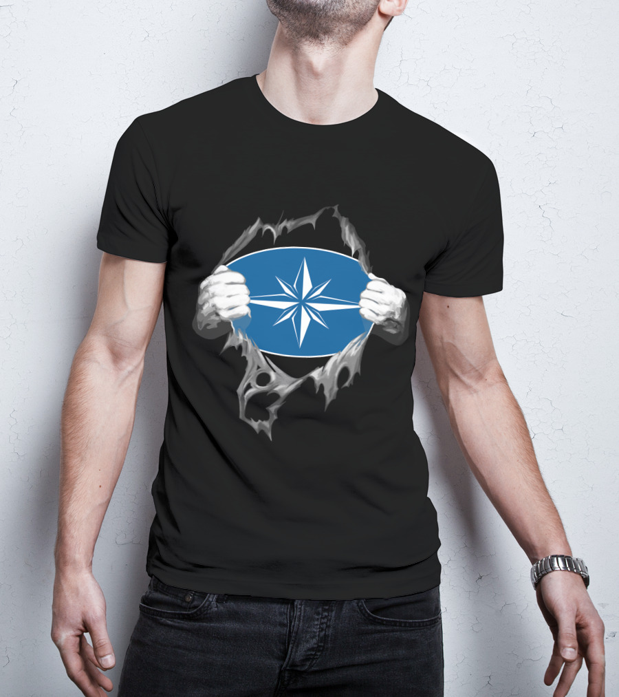 Polaris2 Blue Starburst Compass Emblem Unveiled By Ripping Hands T-Shirt