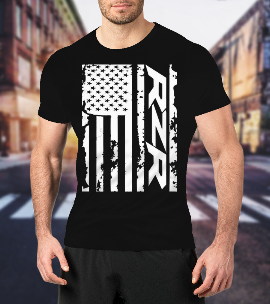 Rzr American Flag Distressed Style T-Shirt