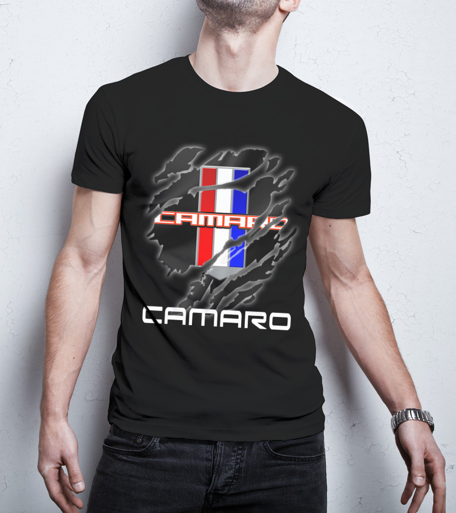 Camaro Red White Blue Stripes Claw Marks T-Shirt
