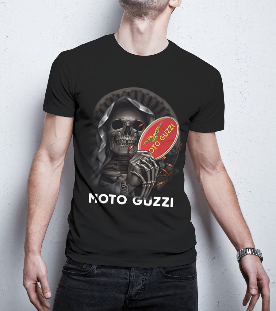 Moto Guzzi Skeleton Holding Red T-Shirt