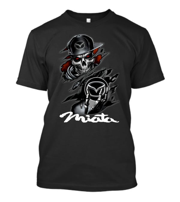 Miata Skull With Cap And Symbol Eyes T-Shirt