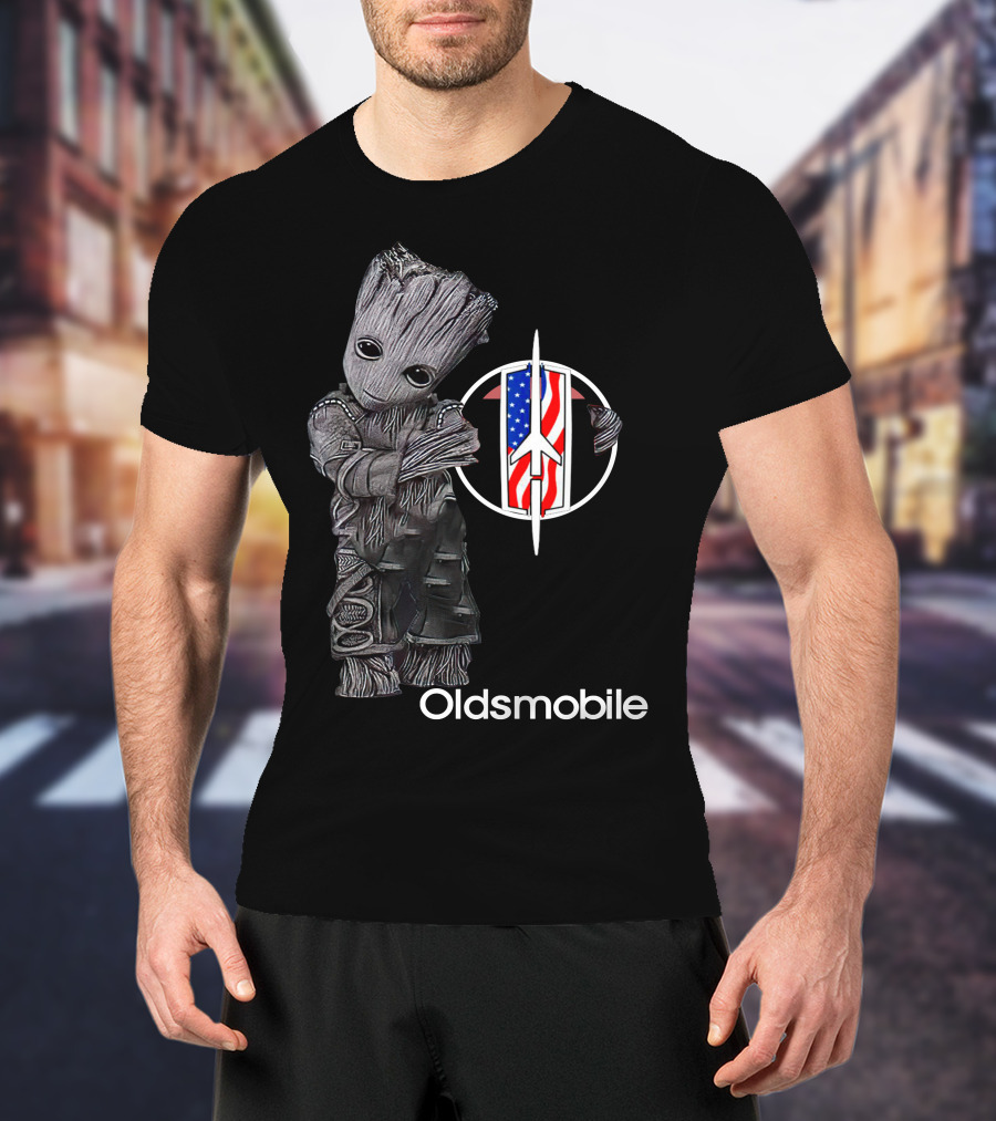 Oldsmobile Groot With Rocket Emblem And American Flag T-Shirt
