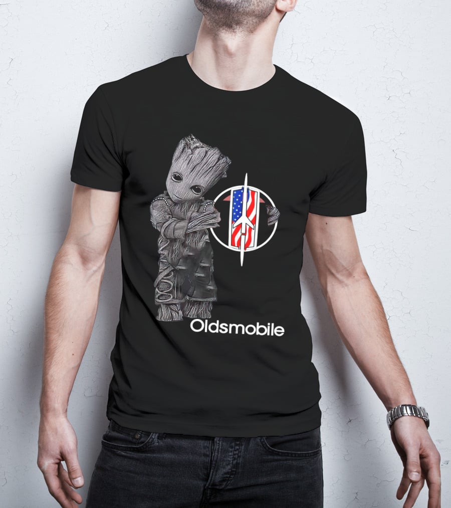 Oldsmobile Groot With Rocket Emblem And American Flag T-Shirt