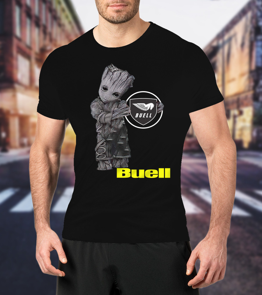 Buell Motorcycle Logo With Groot Character T-Shirt