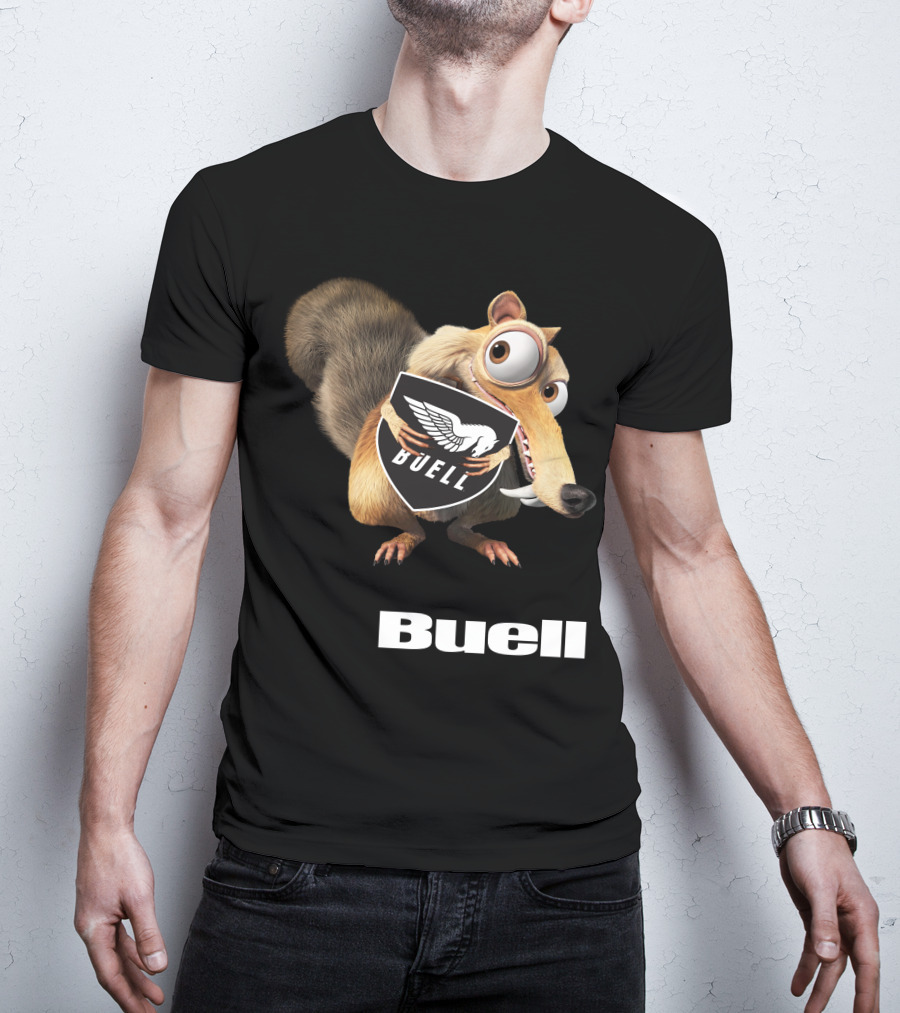 Buell Scrat Logo Iconic Character With Shield T-Shirt