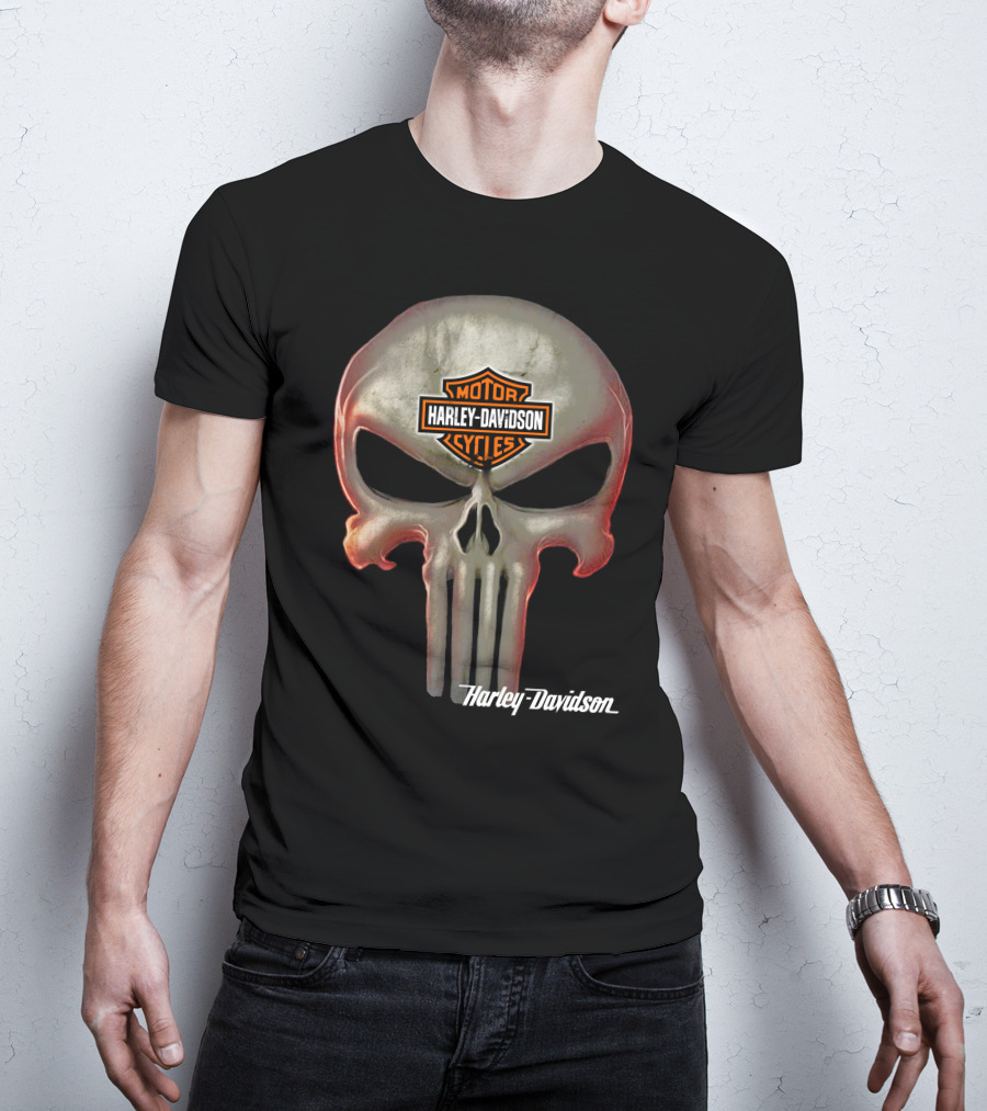 Punisher Skull Harley Davidson Motorcycles T-Shirt