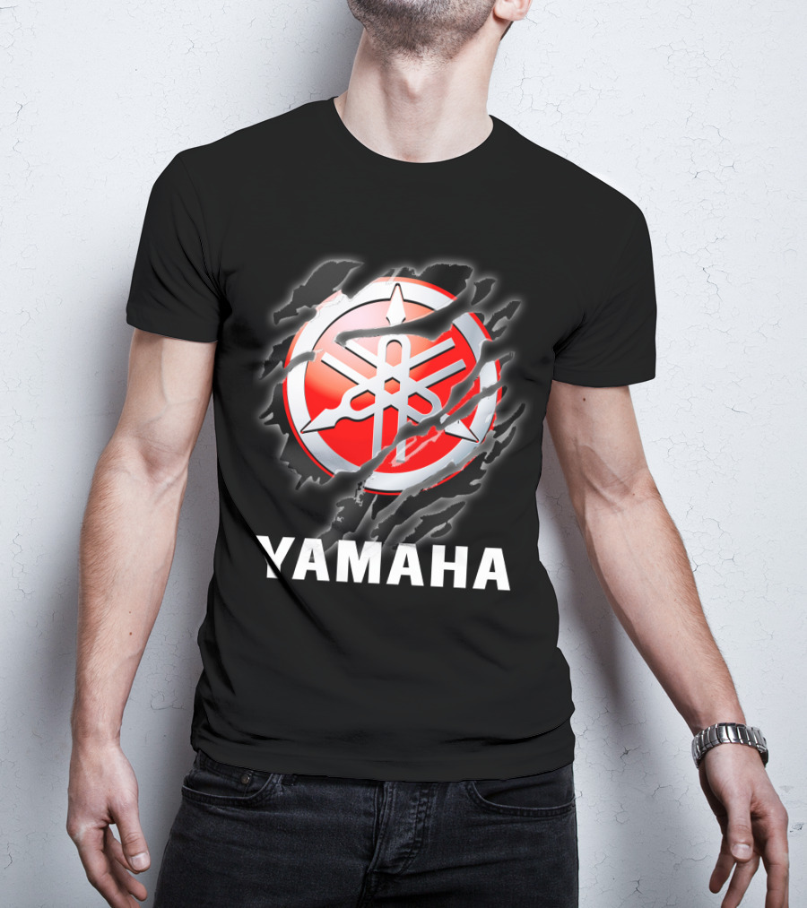 Yamaha Red And White Logo With Claw Marks T-Shirt