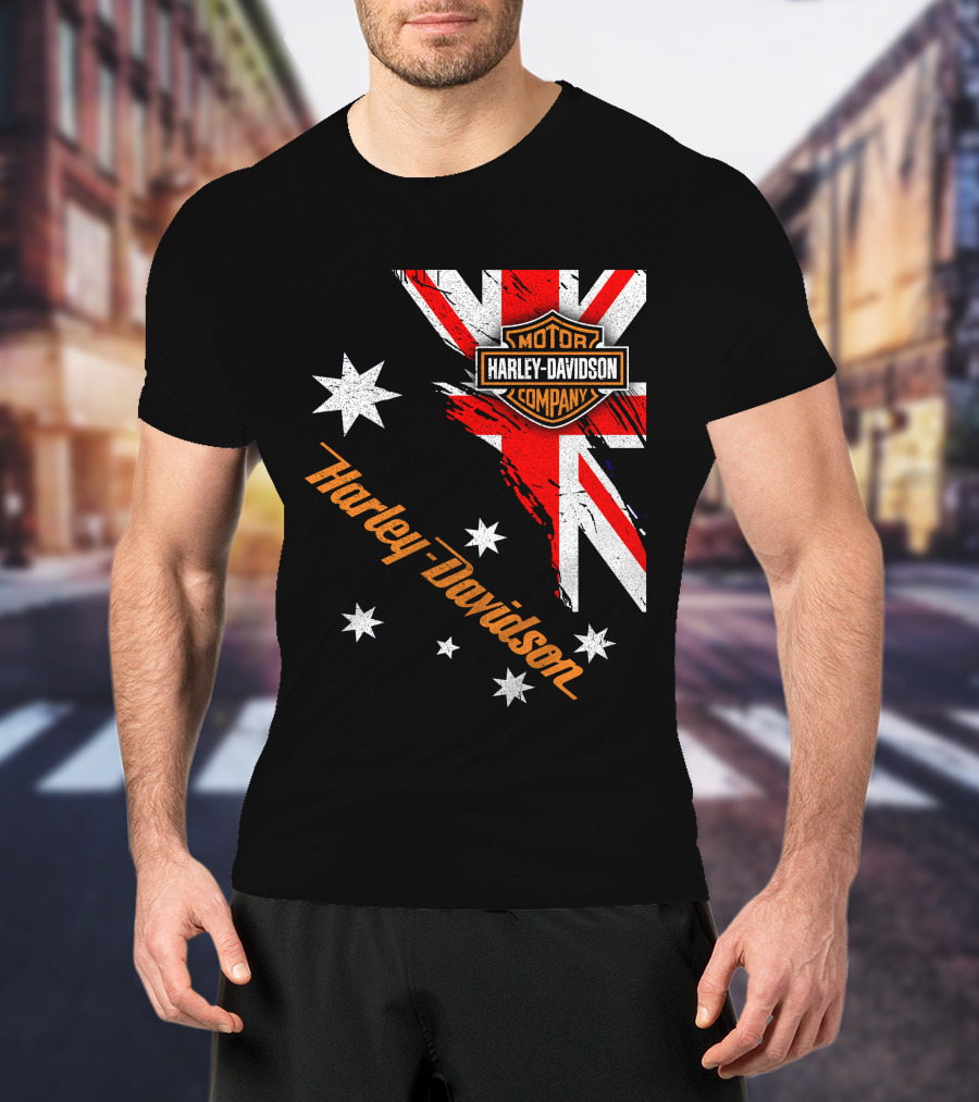 Harley Davidson Motor Company Australia Union Jack Stars T-Shirt