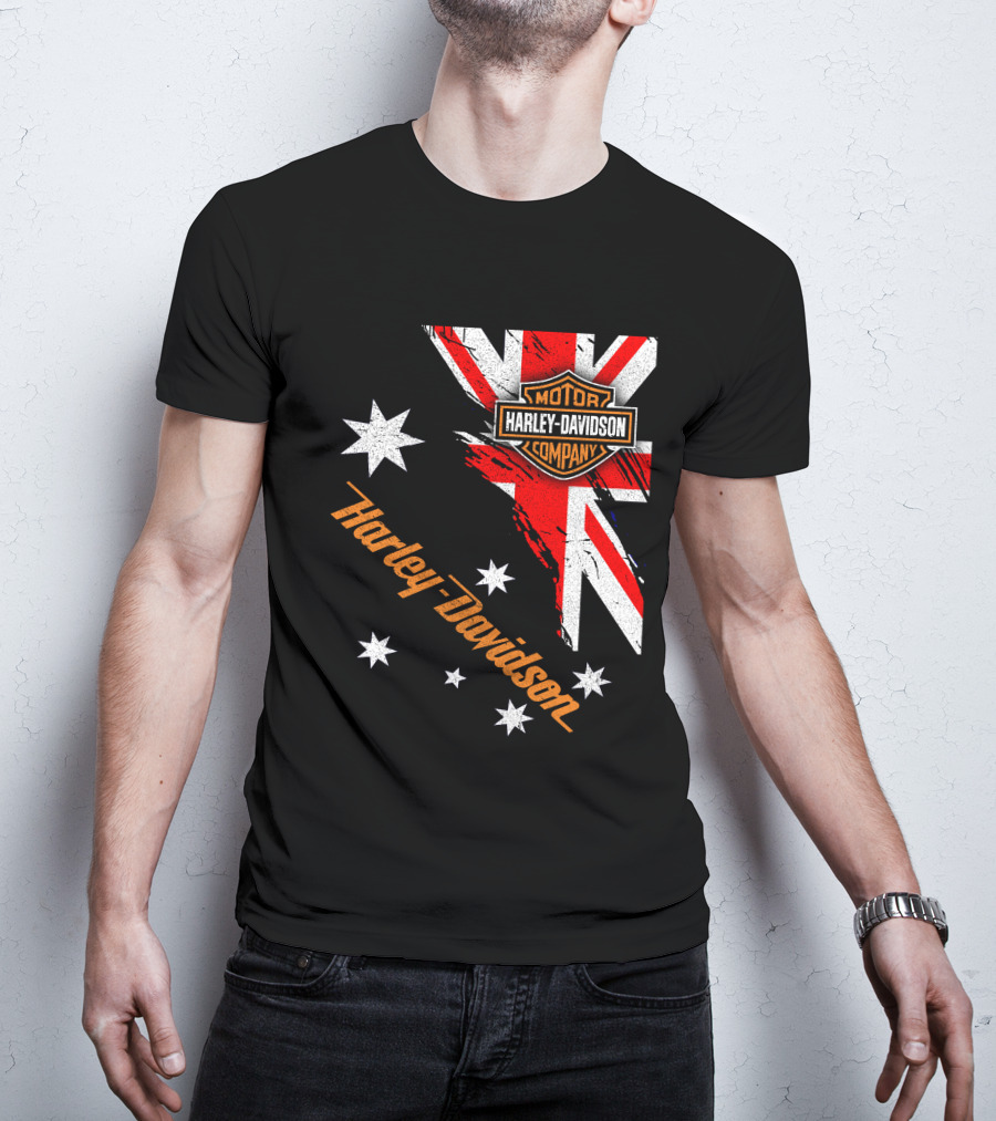 Harley Davidson Motor Company Australia Union Jack Stars T-Shirt