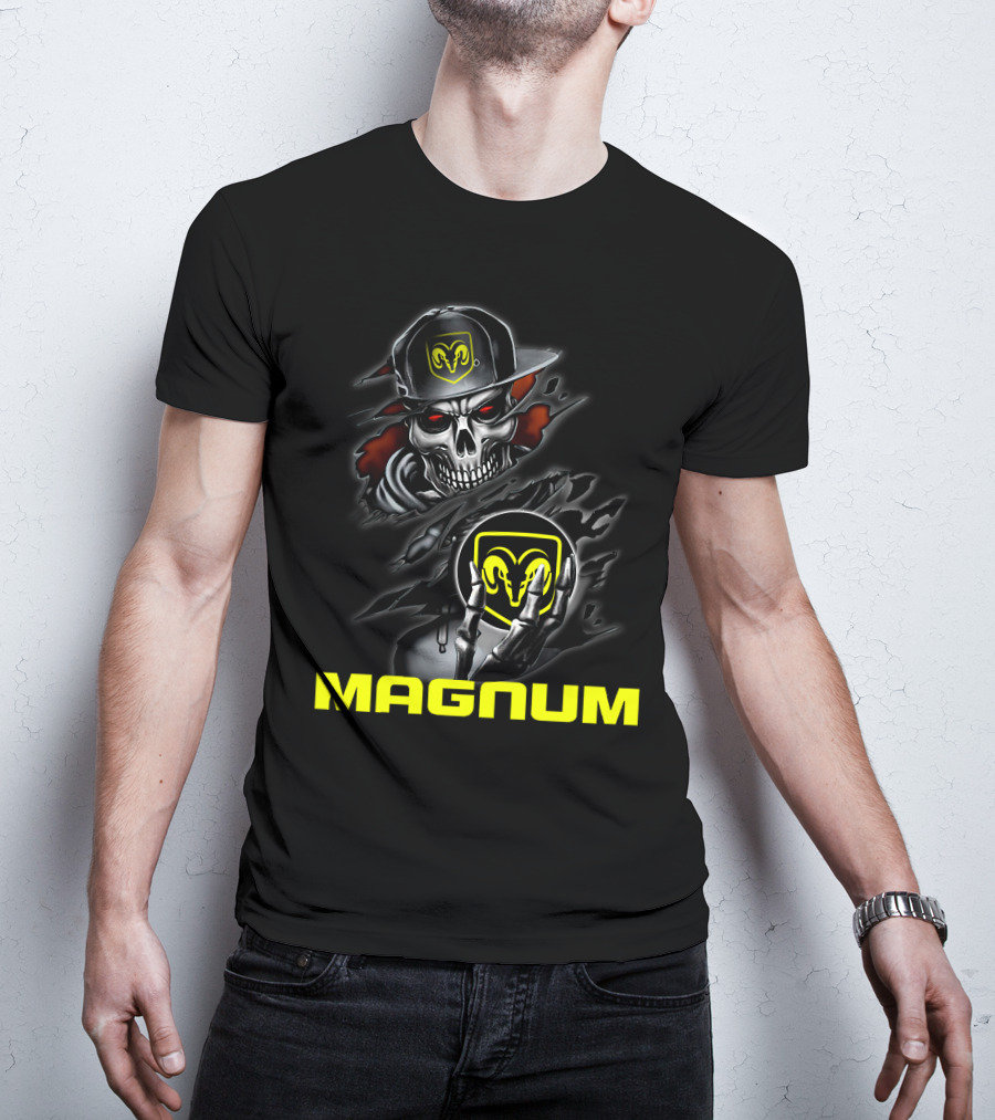 Magnum Skeleton Skull With Ram Logo מהמם T-Shirt