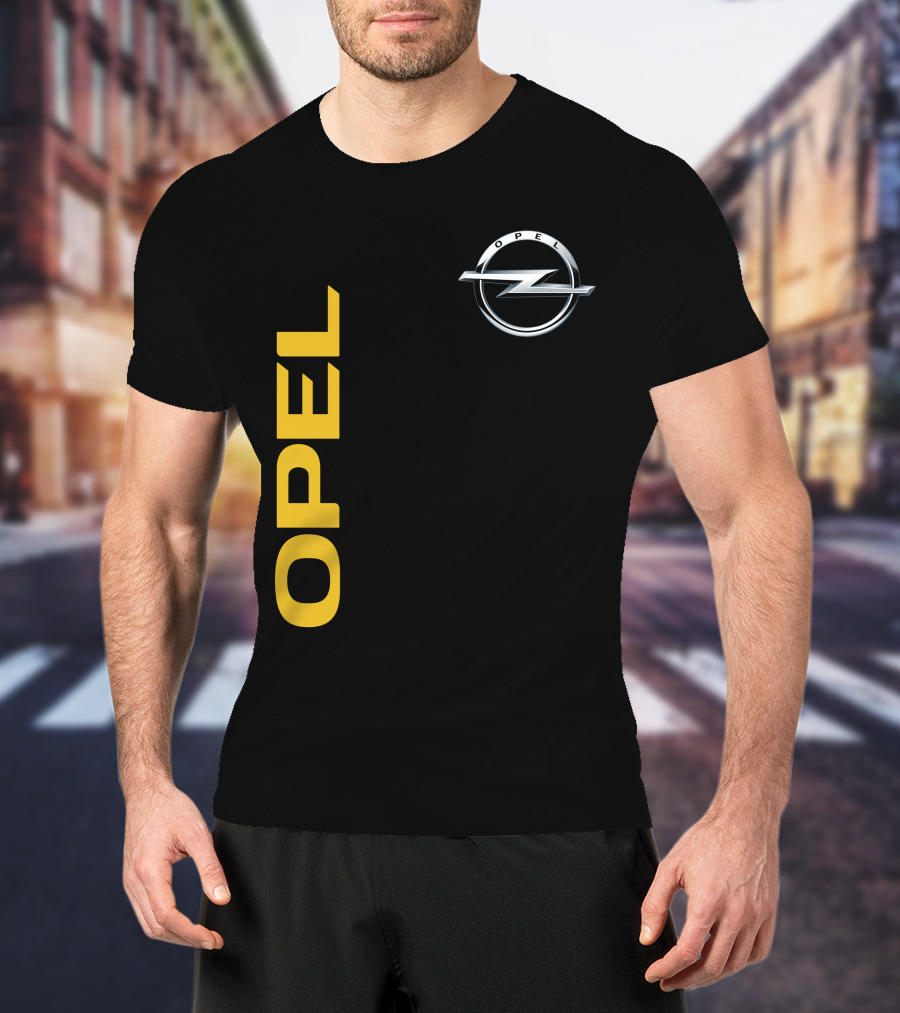 Opel Logo Vertical Text With Silver T-Shirt