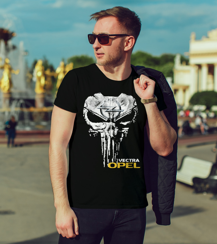 Opel Vectra Logo With Skull Motif T-Shirt