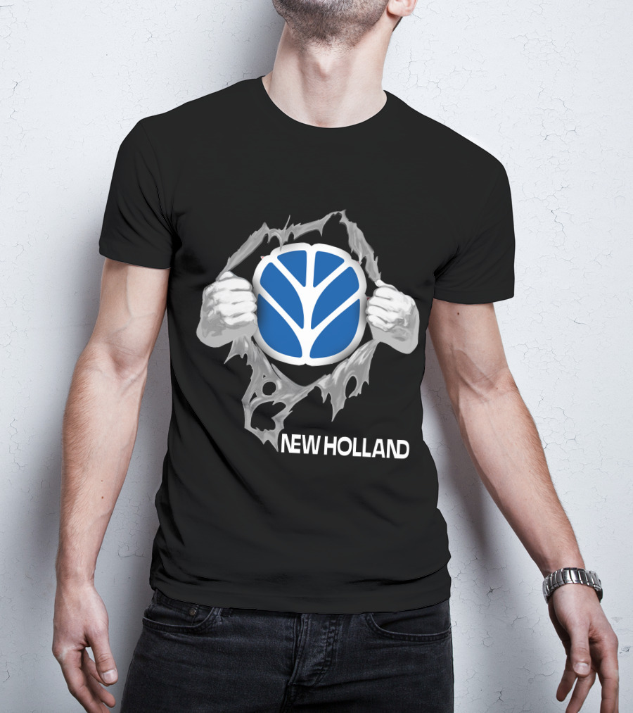 New Holland Tractor Logo Ripped T-Shirt
