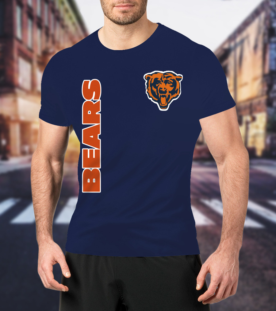 Bears Logo Navy Orange Classic Style T-Shirt