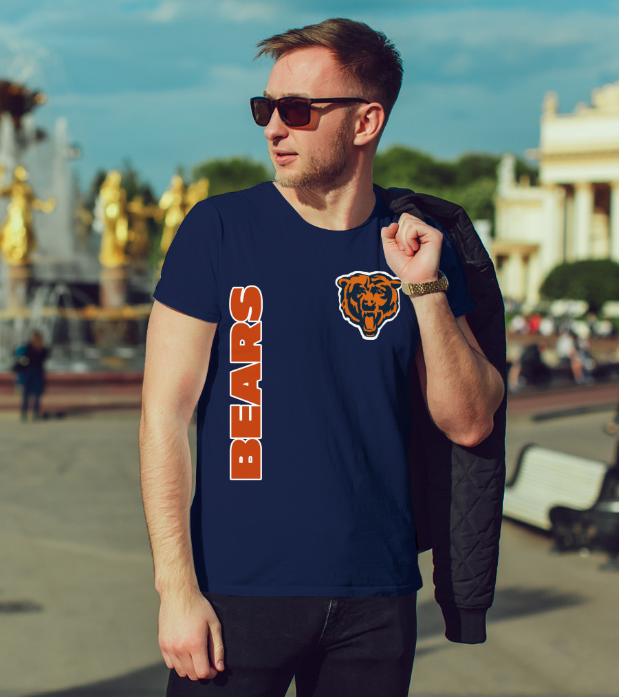 Bears Logo Navy Orange Classic Style T-Shirt
