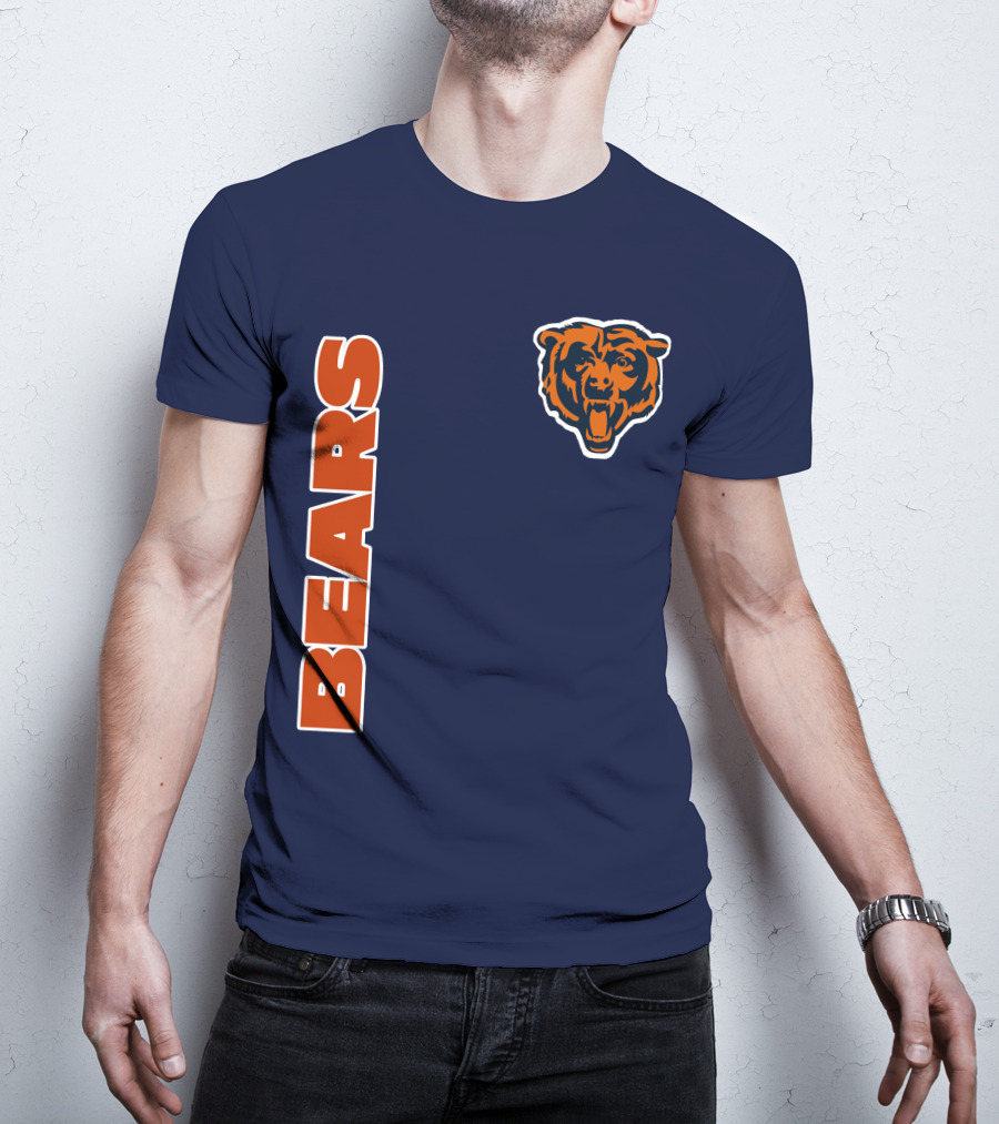 Bears Logo Navy Orange Classic Style T-Shirt