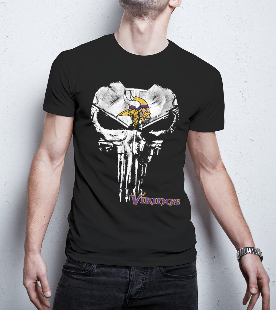 Vikings Punisher Skull Logo Fusion T-Shirt