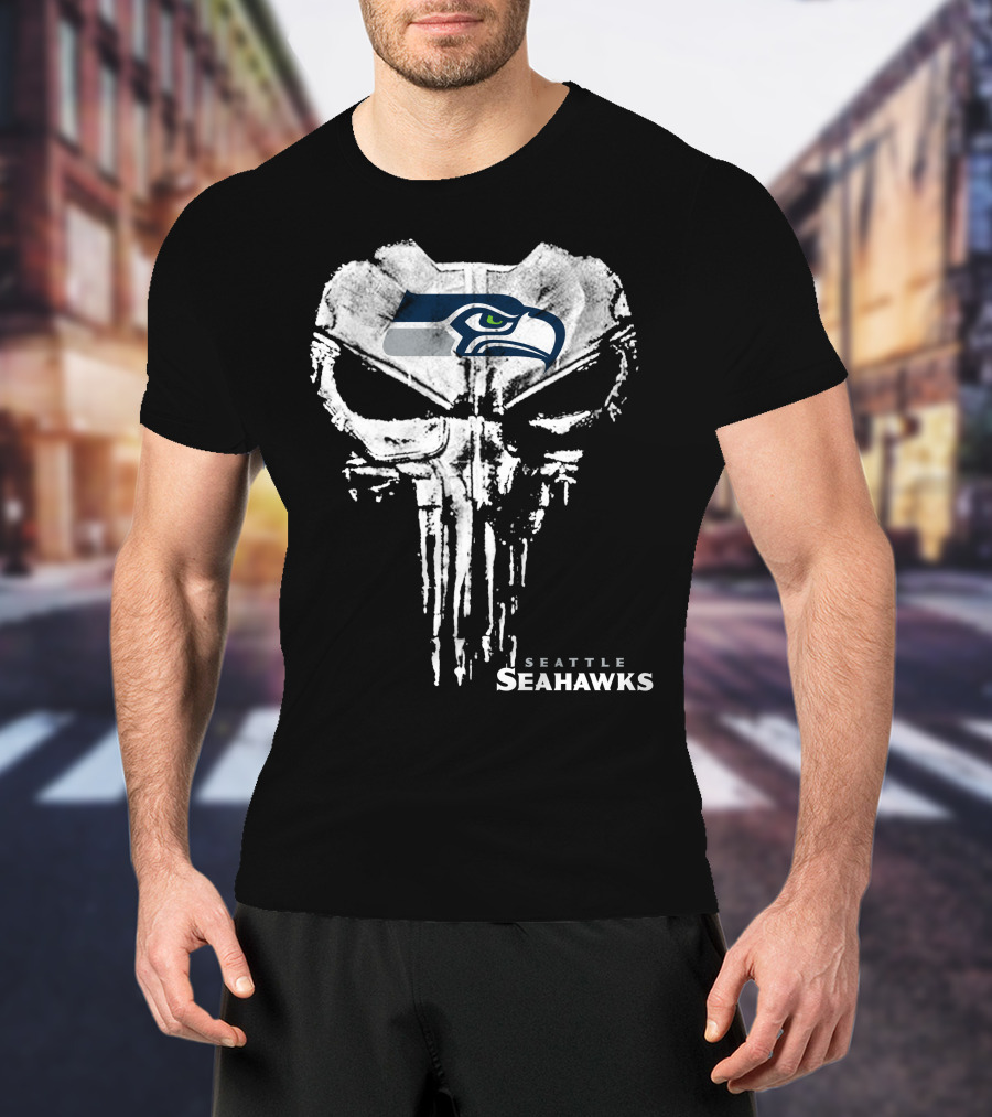 Seattle Seahawks Skull Logo Fusion T-Shirt