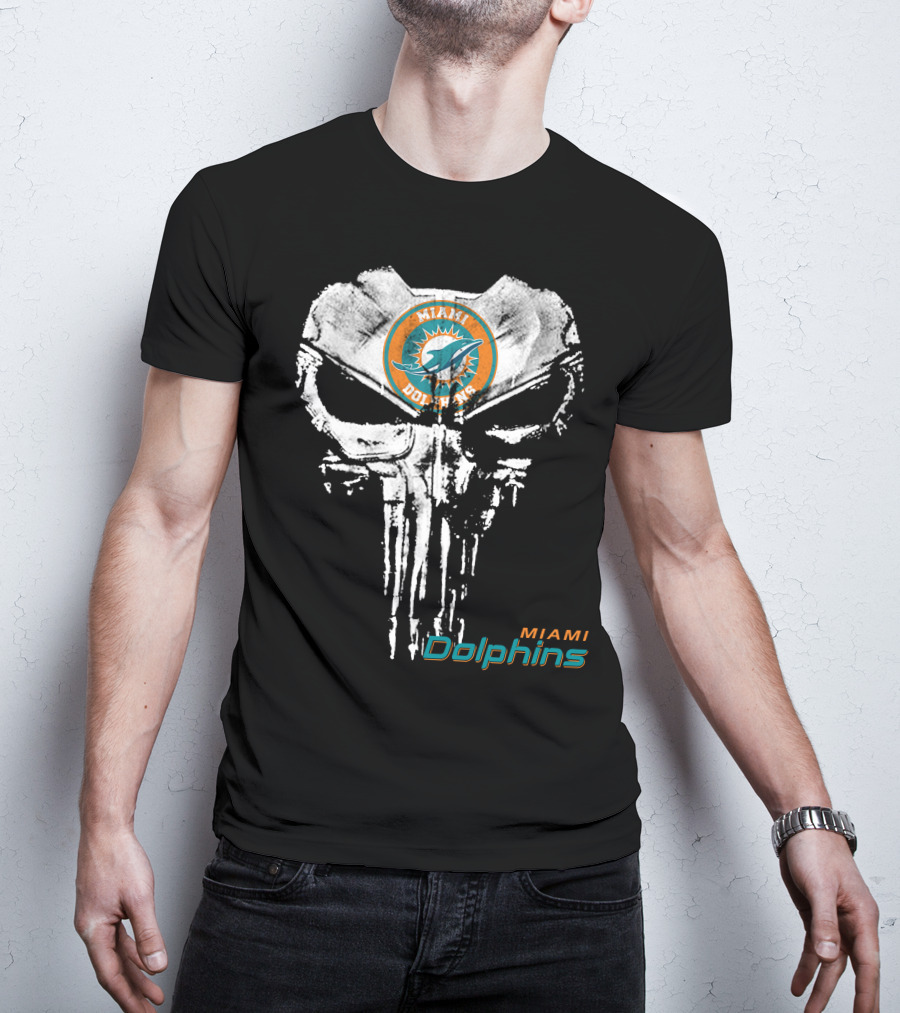 Miami Dolphins Skull Emblem T-Shirt