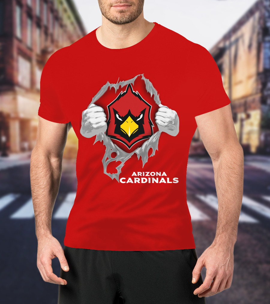 Arizona Cardinals Fierce Mascot Display With 06 Football Spirit T-Shirt
