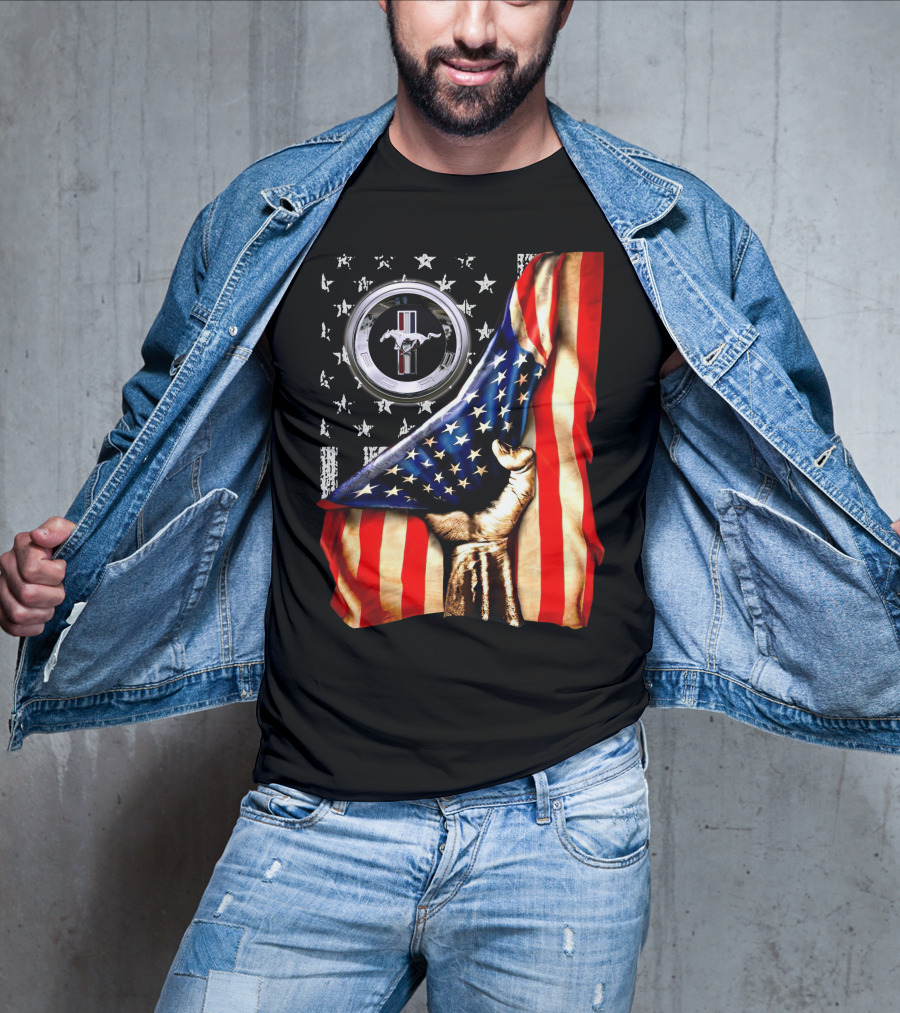 Mustang 05 American Pride With Mustang Logo And Stars T-Shirt