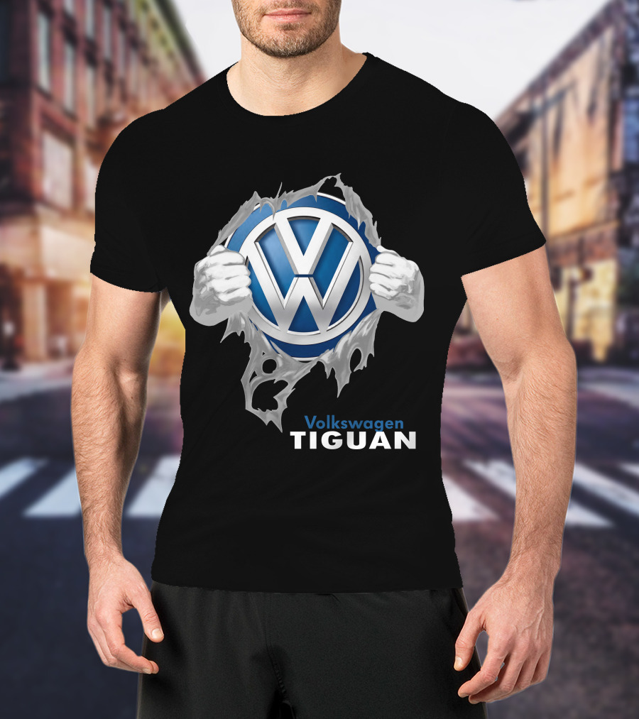Volkswagen Tiguan 04 Logo Torn Metal Effect T-Shirt