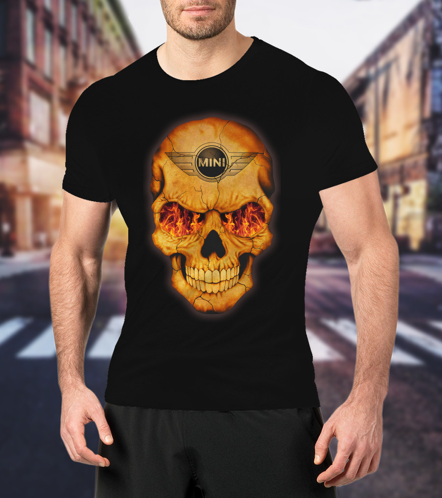 Flaming Skull Mini Logo Eyed T-Shirt