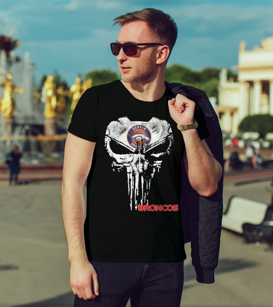 Denver Broncos Skull Logo Broncos T-Shirt
