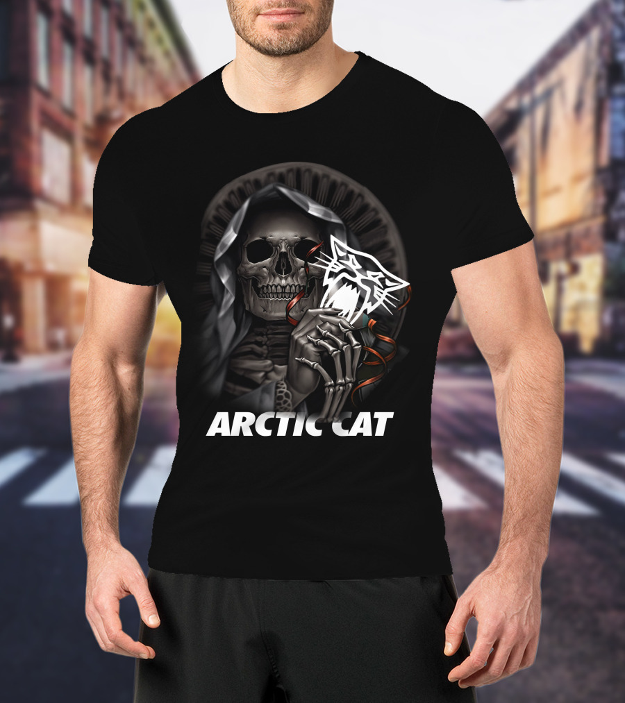 Arctic Cat Skeleton Reaper With Hood T-Shirt