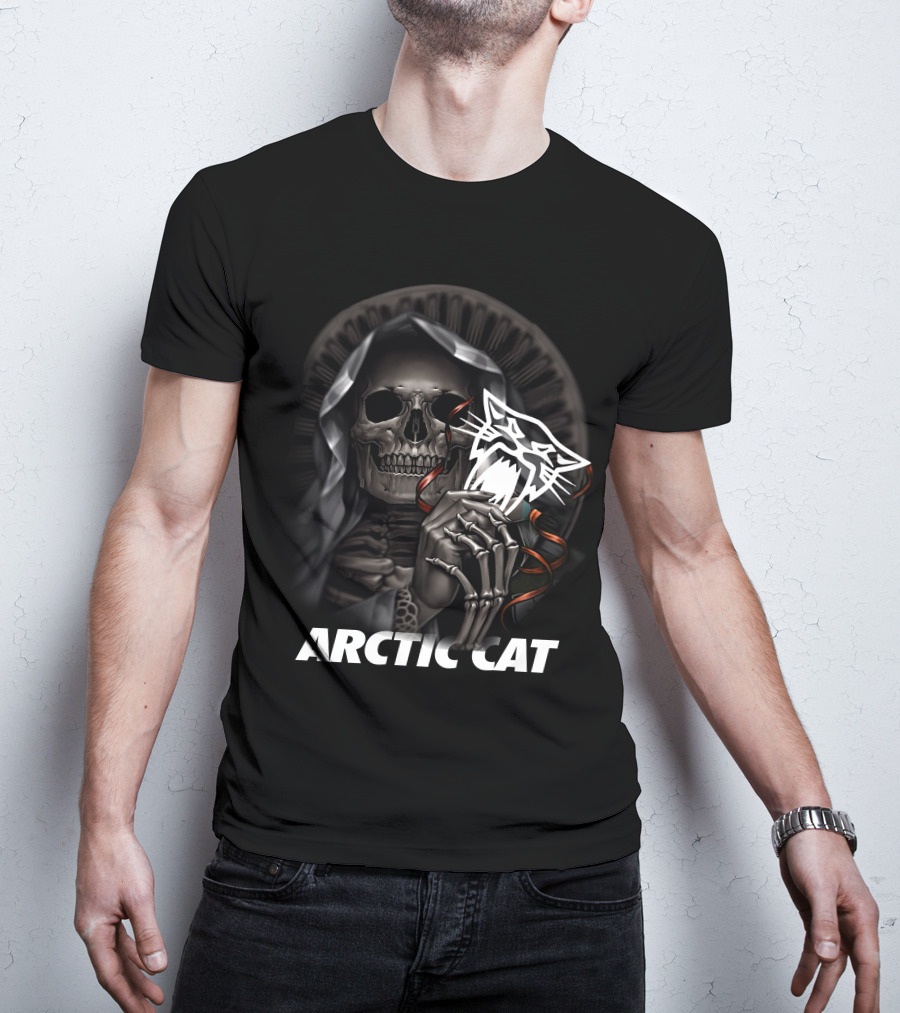 Arctic Cat Skeleton Reaper With Hood T-Shirt