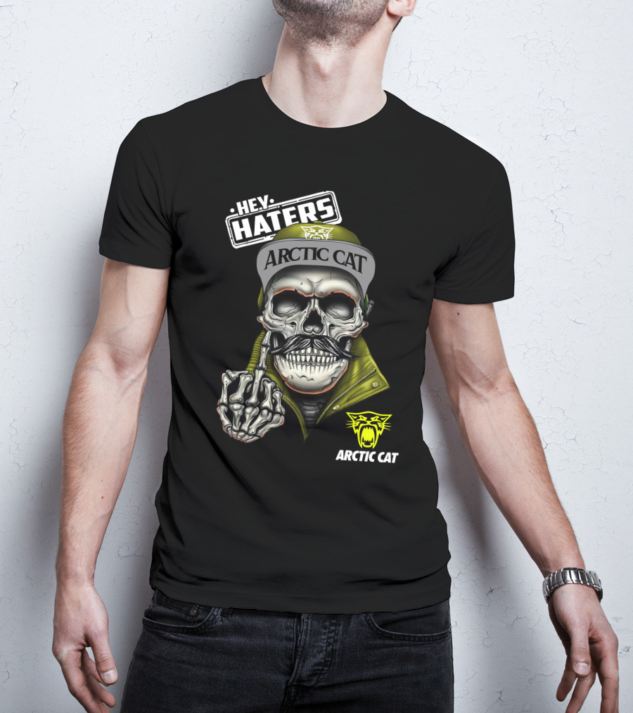 Hey Haters Arctic Cat Skull With Yellow T-Shirt