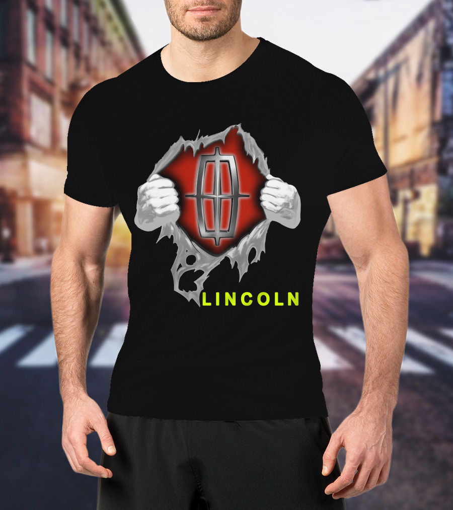 Lincoln Logo With Torn Metal Effect And Hands T-Shirt