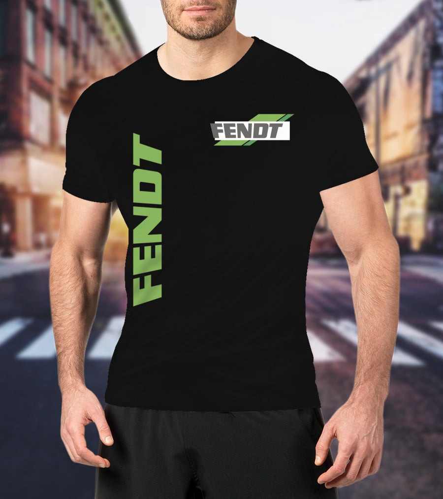 Fendt 02 Green Logo And Text On Black T-Shirt