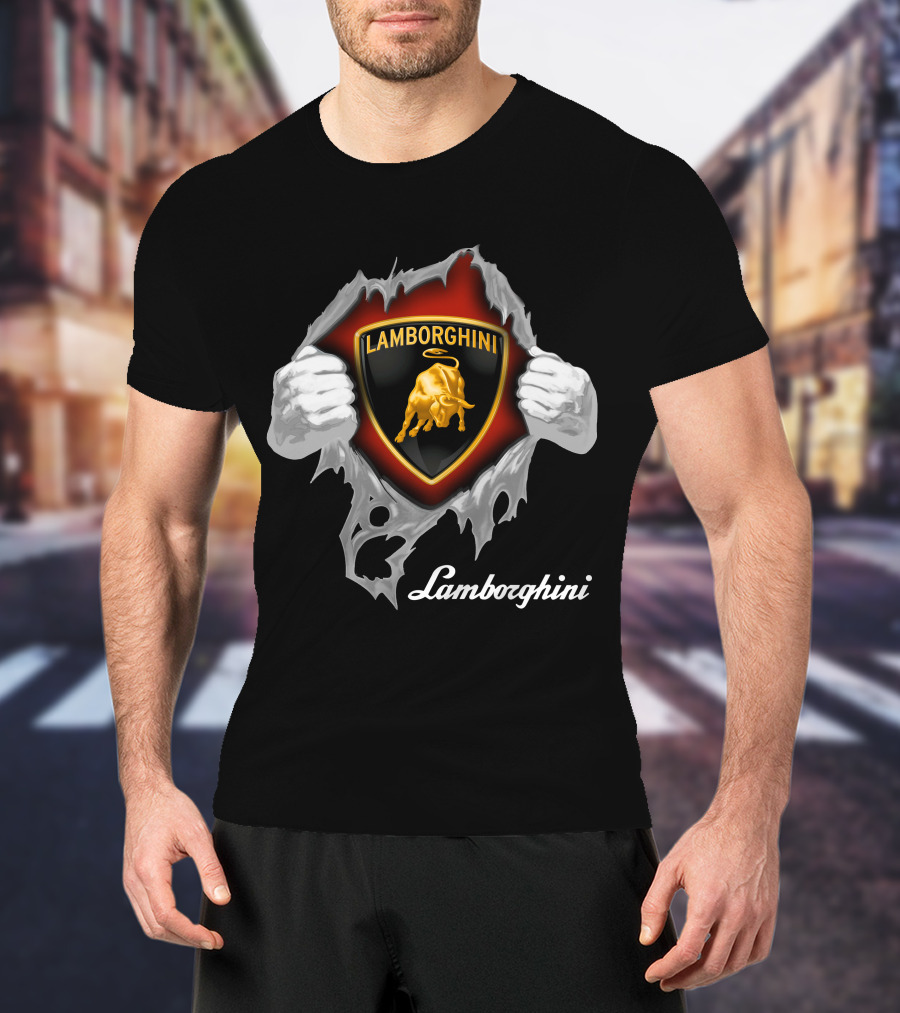 Lamborghini Bull Logo With Torn Effect And Hands T-Shirt