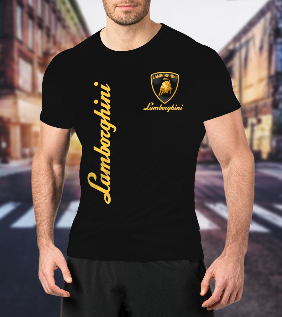 Lamborghini Bull Logo Black And Gold T-Shirt