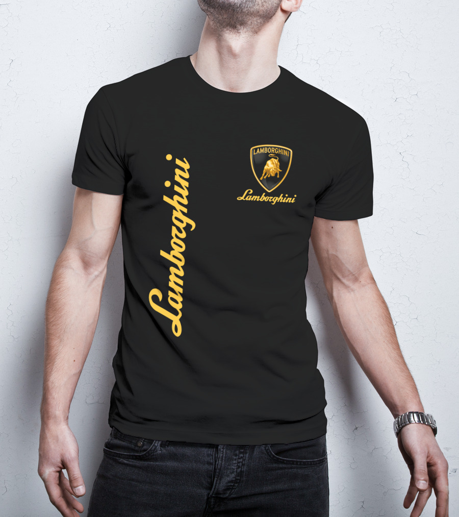 Lamborghini Bull Logo Black And Gold T-Shirt
