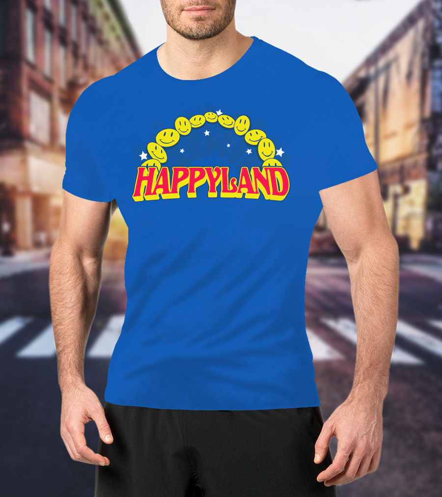 HAPPYLAND Slowthai Merch Smiley Faces And Stars T-Shirt