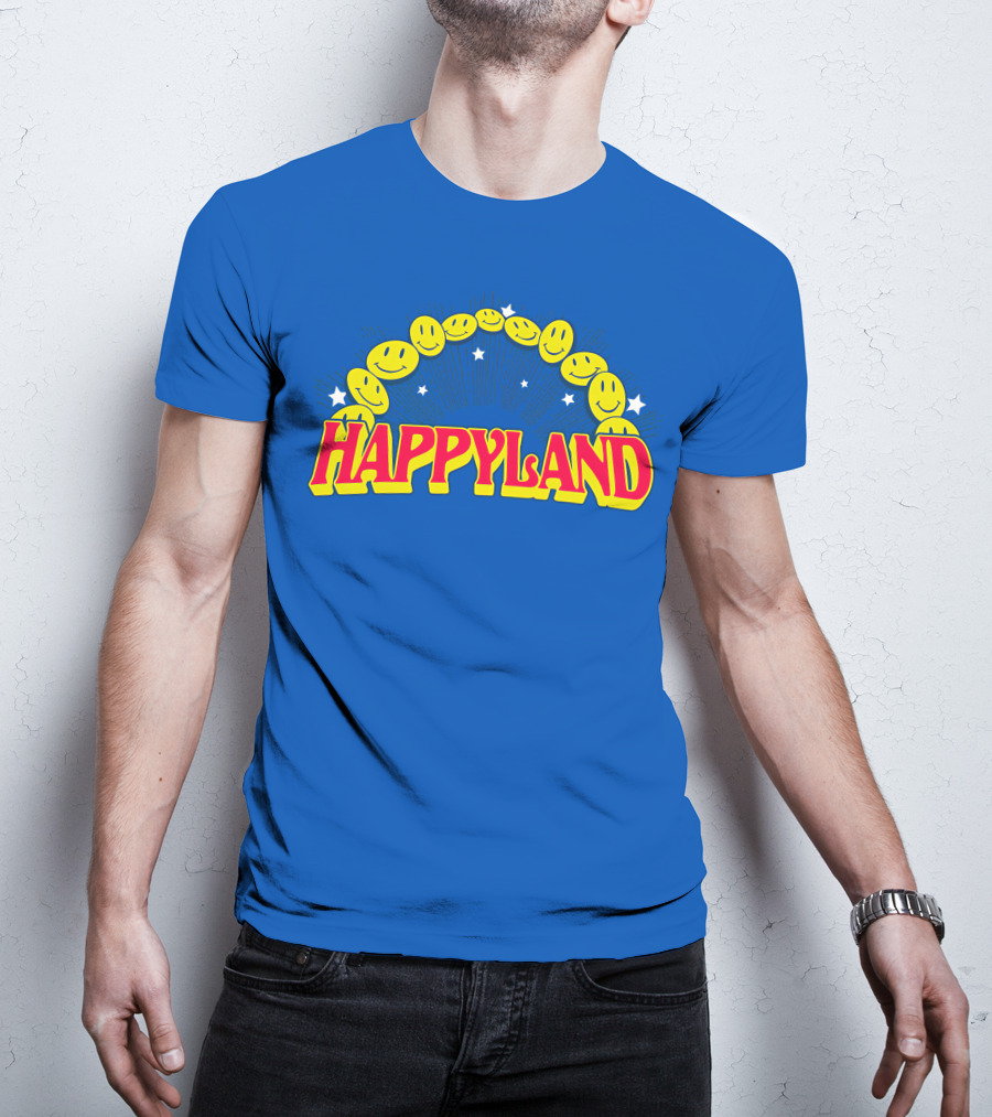 HAPPYLAND Slowthai Merch Smiley Faces And Stars T-Shirt