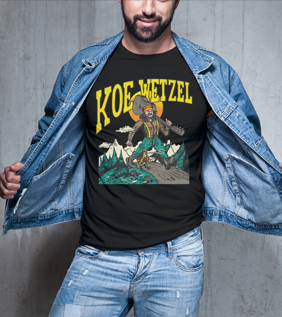 KOE WETZEL Mountain Hiker With Guitar And Sun Motif T-Shirt