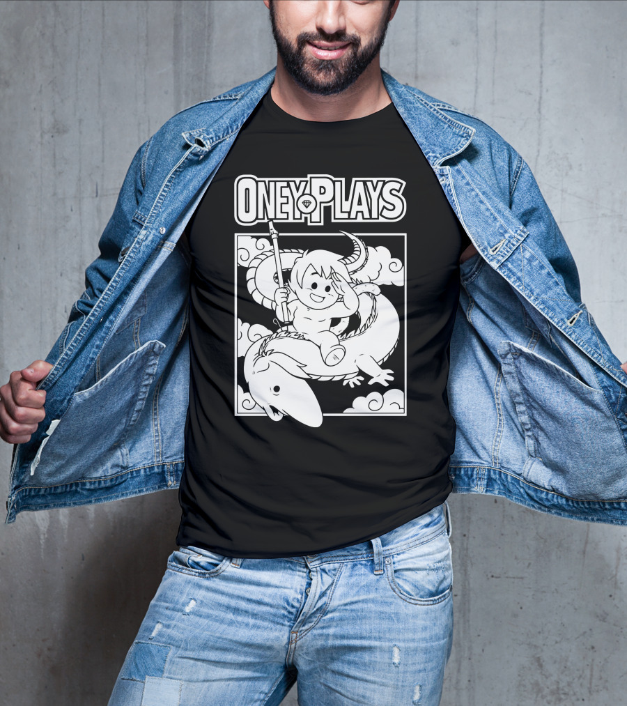 OneyPlays Cartoon Character Riding A Dragon With Spear T-Shirt