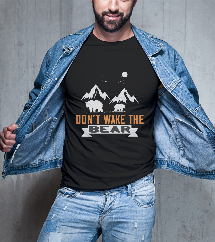 Don't Wake The Bear Under Starry Mountain Sky T-Shirt