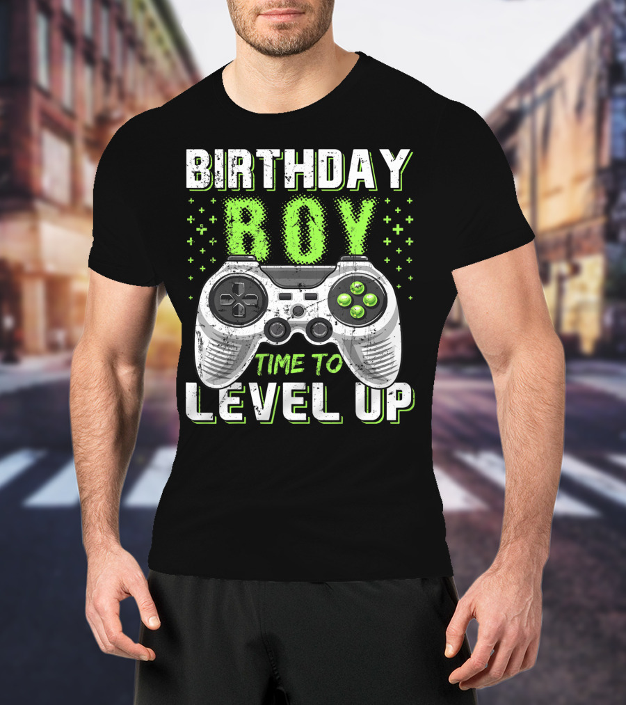 Birthday Boy Time To Level Up Video Game Controller Birthday T-Shirt
